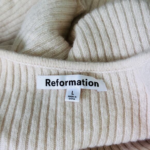 Reform Cashmere Sweater Womens Large Alber Open Back Ribbed Pullover Cozy Chic L - Picture 3 of 11